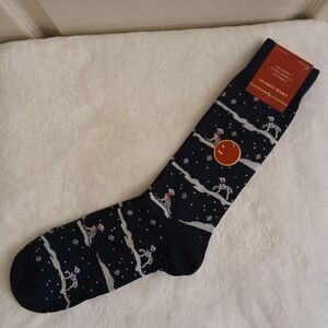 Perry Ellis navy socks with Dalmatian dogs and snow Novelty socks